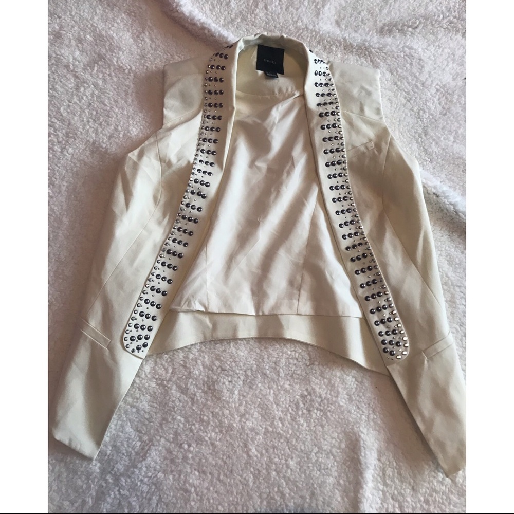 F21 Ivory jeweled Tuxedo Vest